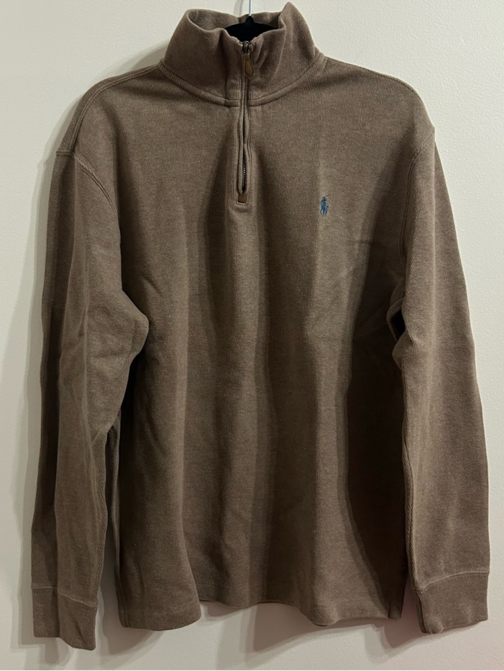 Polo Ralph Lauren Men's Quarter Zip Mock Neck Pullover Sweater Mens Large Brown